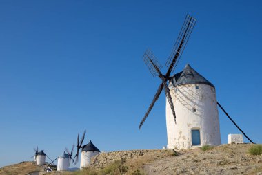 Consuegra 'daki yel değirmenleri, Toledo Eyaleti, Castilla La Mancha, İspanya.
