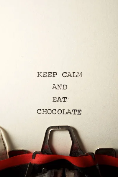 Keep Calm Eat Chocolate Text Written Typewriter — Stock Photo, Image