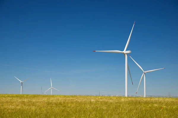 Turbinas Eólicas Para Produção Energia Elétrica Província Zaragoza Aragão Espanha — Fotografia de Stock