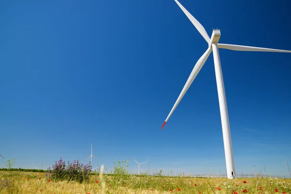 Větrné Turbíny Pro Výrobu Elektrické Energie Provincie Zaragoza Aragon Španělsku — Stock fotografie