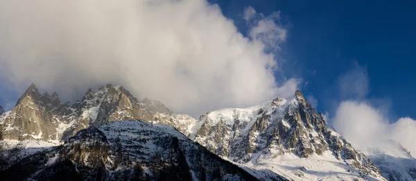 Overzicht Van Naaldsteen Chamonix Rechts Aiguille Midi Frankrijk — Stockfoto