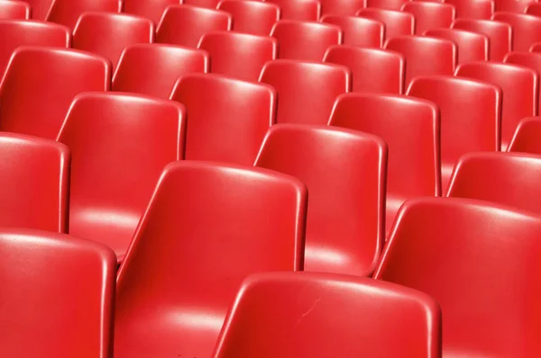 Huge Group Red Plastic Chairs — Stock Photo, Image