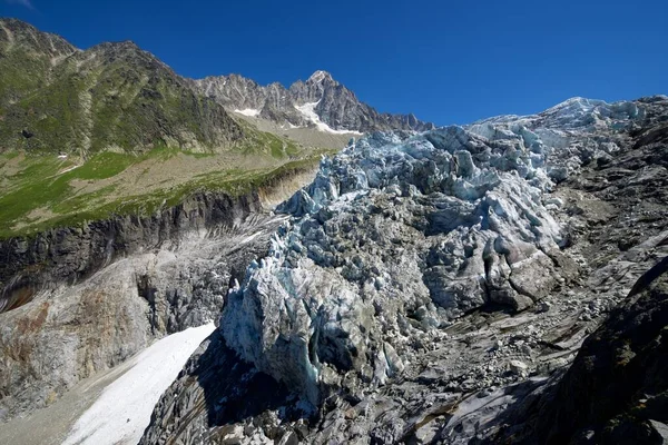 Vista Del Glaciar Argentiere Chamonix Macizo Del Mont Blanc Alpes — Foto de Stock