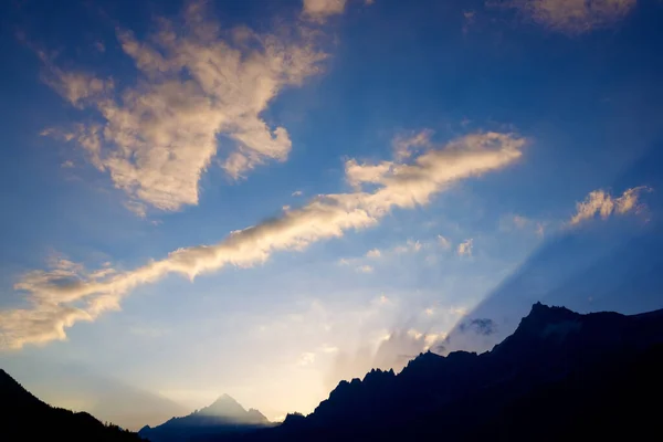 Chamonix Spiers Şafak Fransa Alpler — Stok fotoğraf