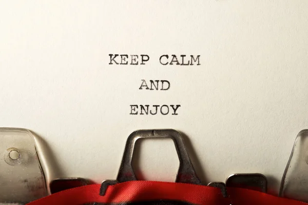 Keep Calm Enjoy Text Written Typewriter — Stock Photo, Image