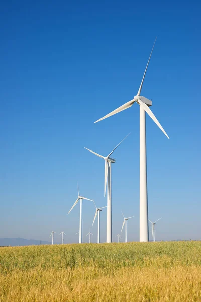 Větrné Turbíny Pro Výrobu Elektrické Energie Provincie Zaragoza Aragon Španělsku — Stock fotografie