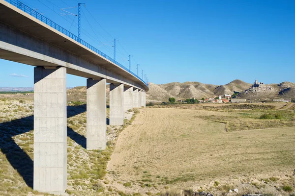 Kilátás Nagy Sebességű Viadukt Roden Zaragoza Aragon Spanyolország Ave Madrid — Stock Fotó