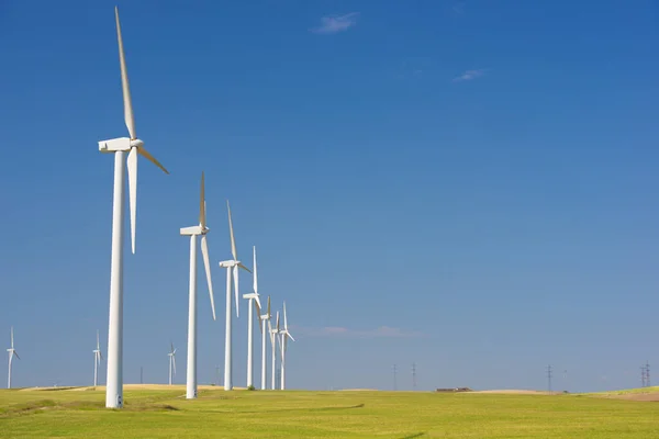 Turbinas Eólicas Para Produção Energia Elétrica Província Zaragoza Aragão Espanha — Fotografia de Stock