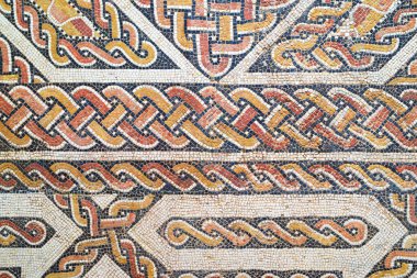 Madrid, İspanya - 15 Haziran 2014: Roma Mozaik Detayları Ulusal Arkeoloji Müzesi.