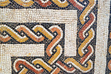 Madrid, İspanya - 15 Haziran 2014: Roma Mozaik Detayları Ulusal Arkeoloji Müzesi.