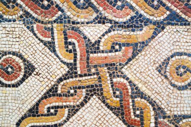 Madrid, İspanya - 15 Haziran 2014: Roma Mozaik Detayları Ulusal Arkeoloji Müzesi.