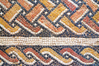 Madrid, İspanya - 15 Haziran 2014: Roma Mozaik Detayları Ulusal Arkeoloji Müzesi.