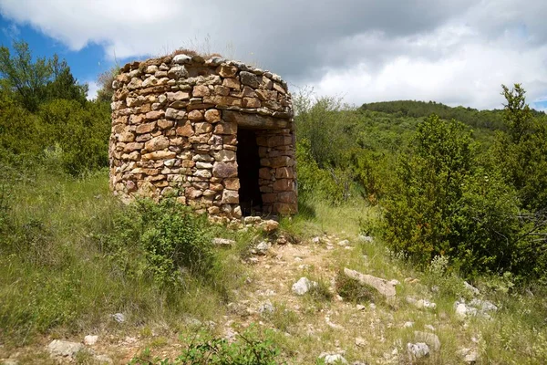 Kamienny Domek Górach Guara Prowincja Huesca Aragon Hiszpania — Zdjęcie stockowe