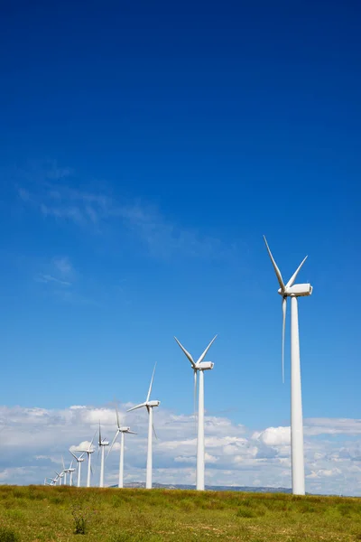 Moinhos Vento Para Produção Energia Eléctrica Província Zaragoza Aragão Espanha — Fotografia de Stock