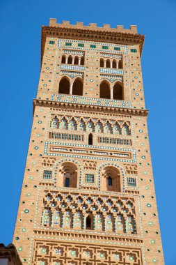 Teruel şehrinde San Martin Mudejar Kulesi, İspanya 'da Aragon.