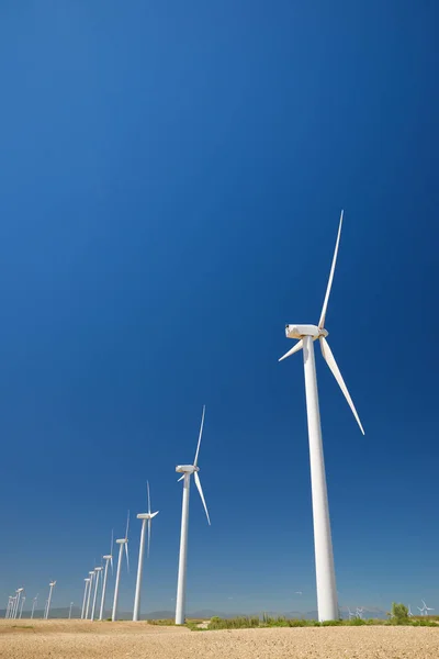 Větrné Turbíny Pro Výrobu Elektrické Energie Provincie Zaragoza Aragon Španělsku — Stock fotografie