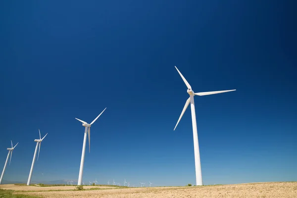 Větrné Turbíny Pro Výrobu Elektrické Energie Provincie Zaragoza Aragon Španělsku — Stock fotografie