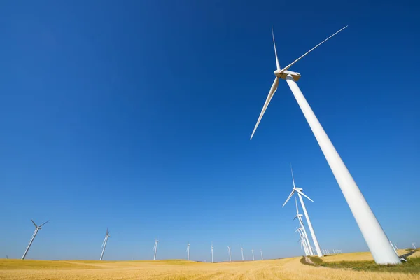 Moinhos Vento Para Produção Energia Eléctrica Província Zaragoza Aragão Espanha — Fotografia de Stock