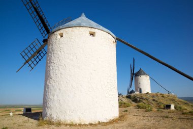 Consuegra 'daki yel değirmenleri, Toledo Eyaleti, Castilla La Mancha, İspanya.