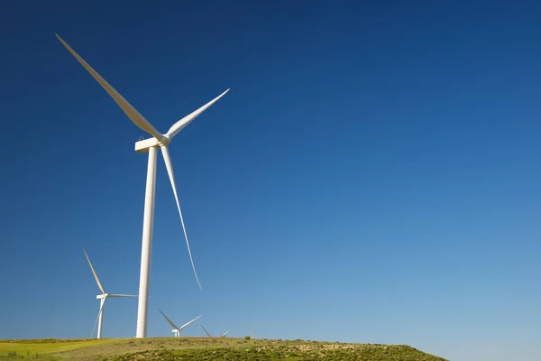 Turbinas Eólicas Para Produção Energia Elétrica Província Zaragoza Aragão Espanha — Fotografia de Stock