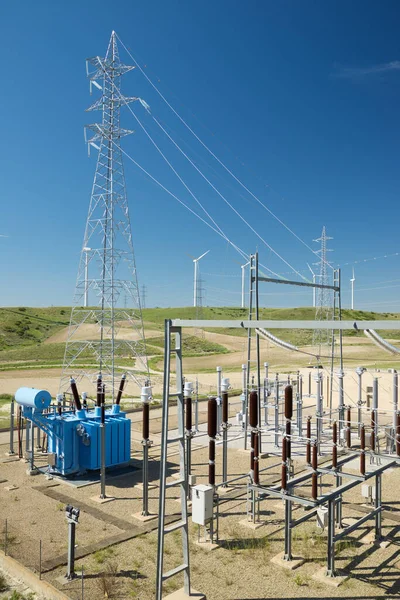 Vista Subestación Eléctrica Zaragoza Aragón España — Foto de Stock