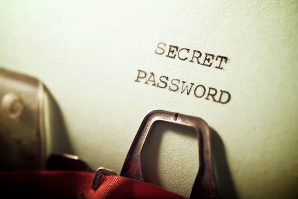 Secret password text written with a typewriter.