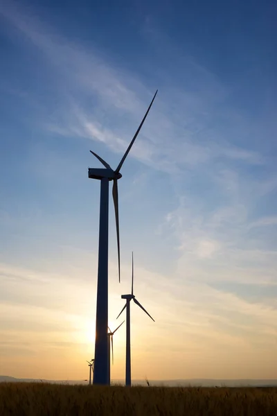 Turbinas Eólicas Para Produção Energia Elétrica Província Zaragoza Aragão Espanha — Fotografia de Stock