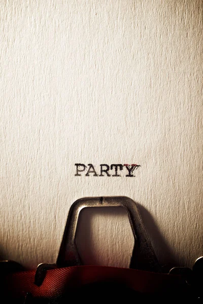 Party Slovo Napsané Psacím Strojem — Stock fotografie
