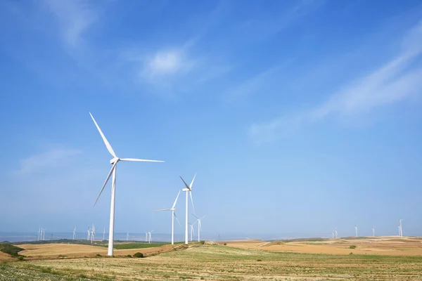 Turbinas Eólicas Para Produção Energia Elétrica Província Zaragoza Aragão Espanha — Fotografia de Stock