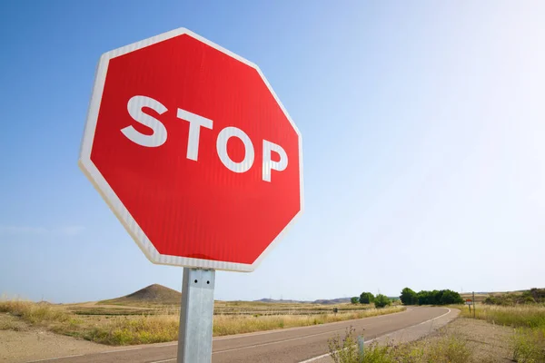 Stopp Trafikskylt Zaragoza Provinsen Spanien — Stockfoto