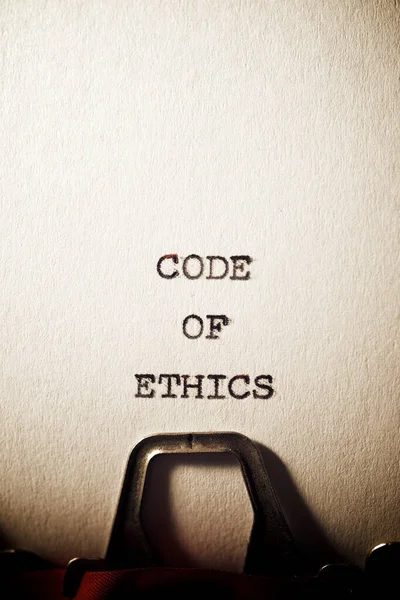 Código Ética Texto Escrito Com Uma Máquina Escrever — Fotografia de Stock