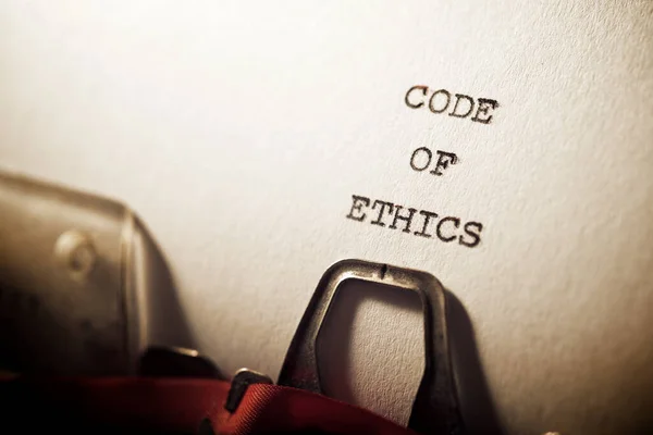 Código Ética Texto Escrito Com Uma Máquina Escrever — Fotografia de Stock