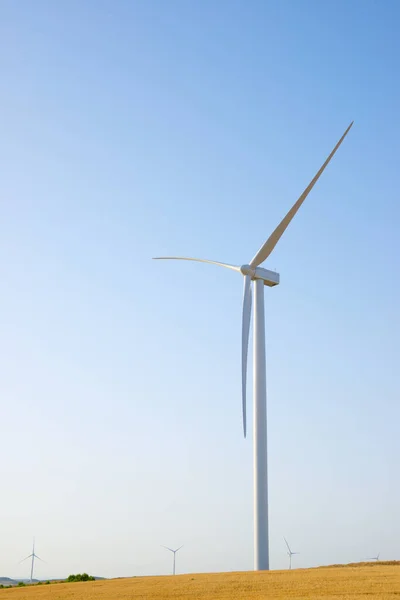 Turbinas Eólicas Para Produção Energia Elétrica Província Zaragoza Aragão Espanha — Fotografia de Stock