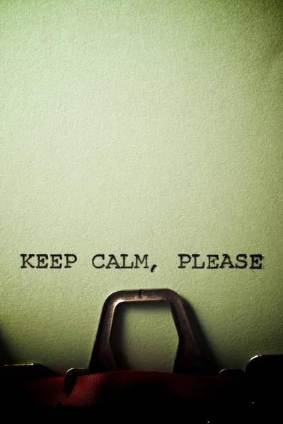 Keep Calm Please Written Typewriter — Stock Photo, Image