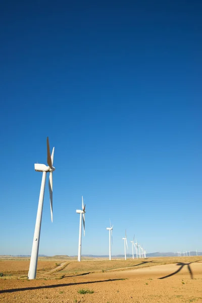 Turbinas Eólicas Para Producción Energía Eléctrica Provincia Zaragoza Aragón España —  Fotos de Stock