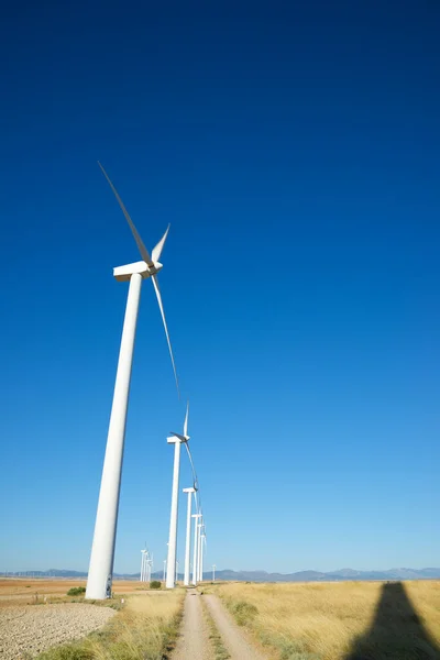 Turbinas Eólicas Para Produção Energia Elétrica Província Zaragoza Aragão Espanha — Fotografia de Stock