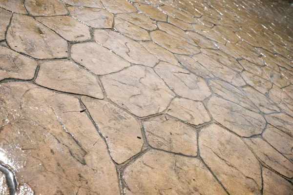 Andar Uma Rua Com Telhas Pedra — Fotografia de Stock