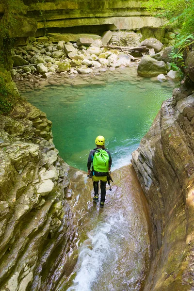Canyoneering Furco Canyon Pyreneeën Broto Dorp Provincie Huesca Spanje — Stockfoto