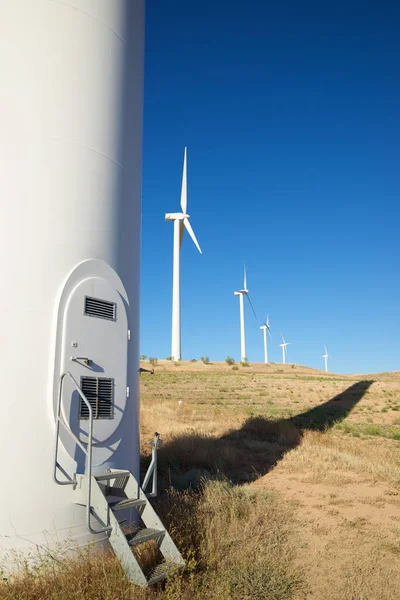 Ingresso Una Turbina Eolica Produzione Energia Elettrica Provincia Saragozza Aragona — Foto Stock