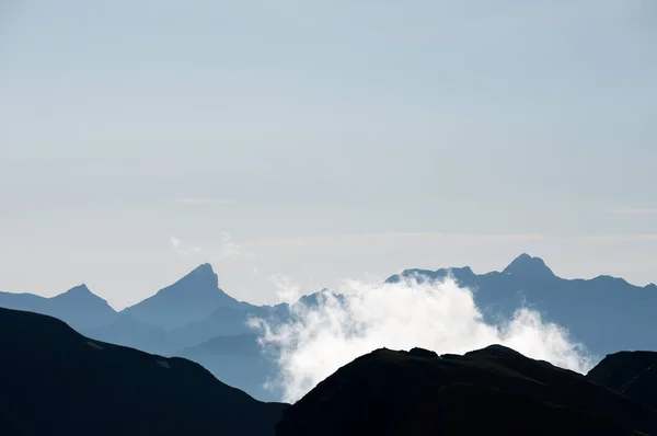 Silhouettes Peaks Pyrenees Canfranc Valley Spain — Stock Photo, Image