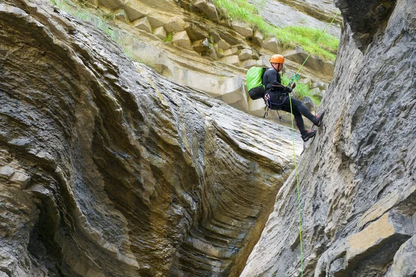 Canyoneering Sorrosal Canyon Pyrenees Broto Village Huesca Province Spain — Stock Photo, Image