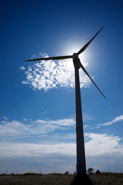 Elektrik Üretimi Için Windmill Zaragoza Eyaleti Spanya Aragon — Stok fotoğraf