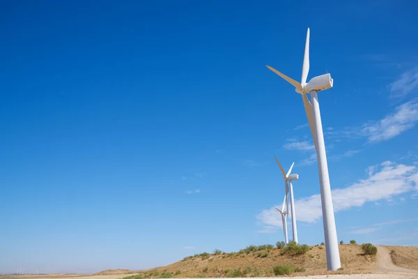 Turbinas Eólicas Para Produção Energia Elétrica Província Zaragoza Aragão Espanha — Fotografia de Stock