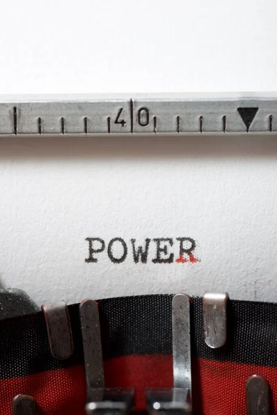 Palabra Poder Escrita Con Una Máquina Escribir — Foto de Stock