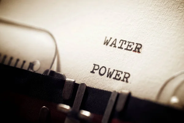 Water Power Phrase Written Typewriter — Stock Photo, Image