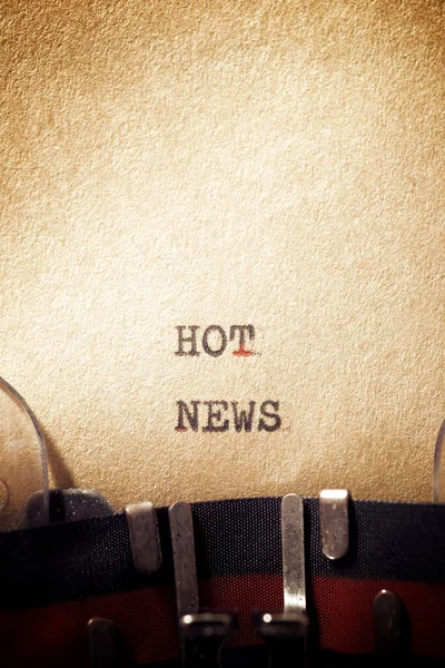 Hot News Phrase Written Typewriter — Stock Photo, Image