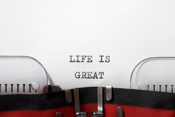 Life Great Phrase Written Typewriter — Stock Photo, Image