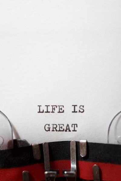 Ζωή Είναι Ωραία Φράση Γραμμένη Γραφομηχανή — Φωτογραφία Αρχείου