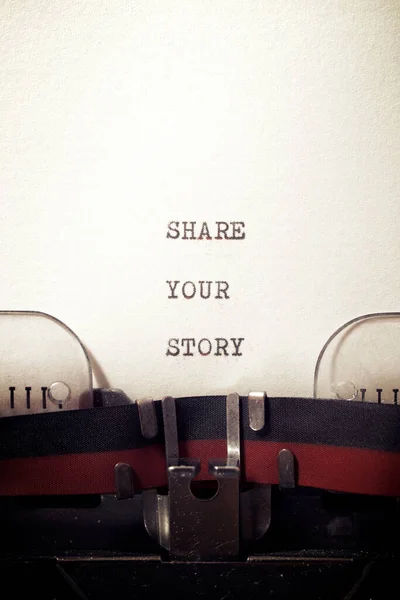Compartilhe Sua Frase História Escrita Com Uma Máquina Escrever — Fotografia de Stock