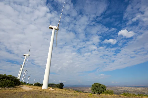 Turbine Eoliene Pentru Producţia Energie Electrică Provincia Zaragoza Aragon Spania — Fotografie, imagine de stoc